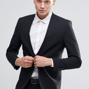 Skinny Lapelless Blazer with Stretch