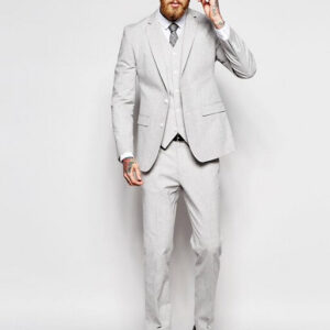 Slim Suit In Grey Nepp Fabric